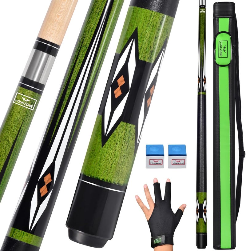 vonezone Pool Cue Stick,Pro Cue with Hard Case,Pool Sticks for Adults,Womens Pool Cue,Pool Cues for Men,58inch 19-21oz Billiard Stick Pool Cue Set,Pink/Orange/Green - Image 1
